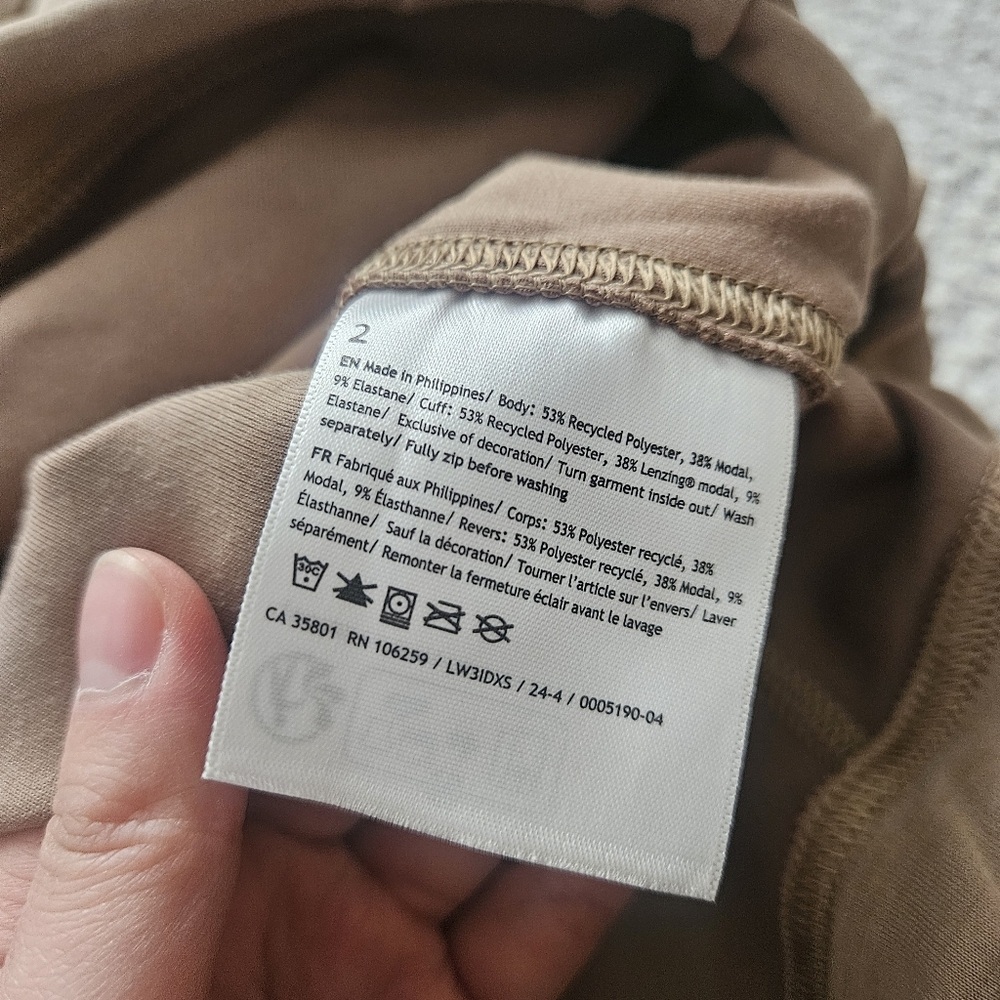 LULULEMON Brushed Softstreme Half Zip Filbert Tan Size 2 - Picture 5 of 9